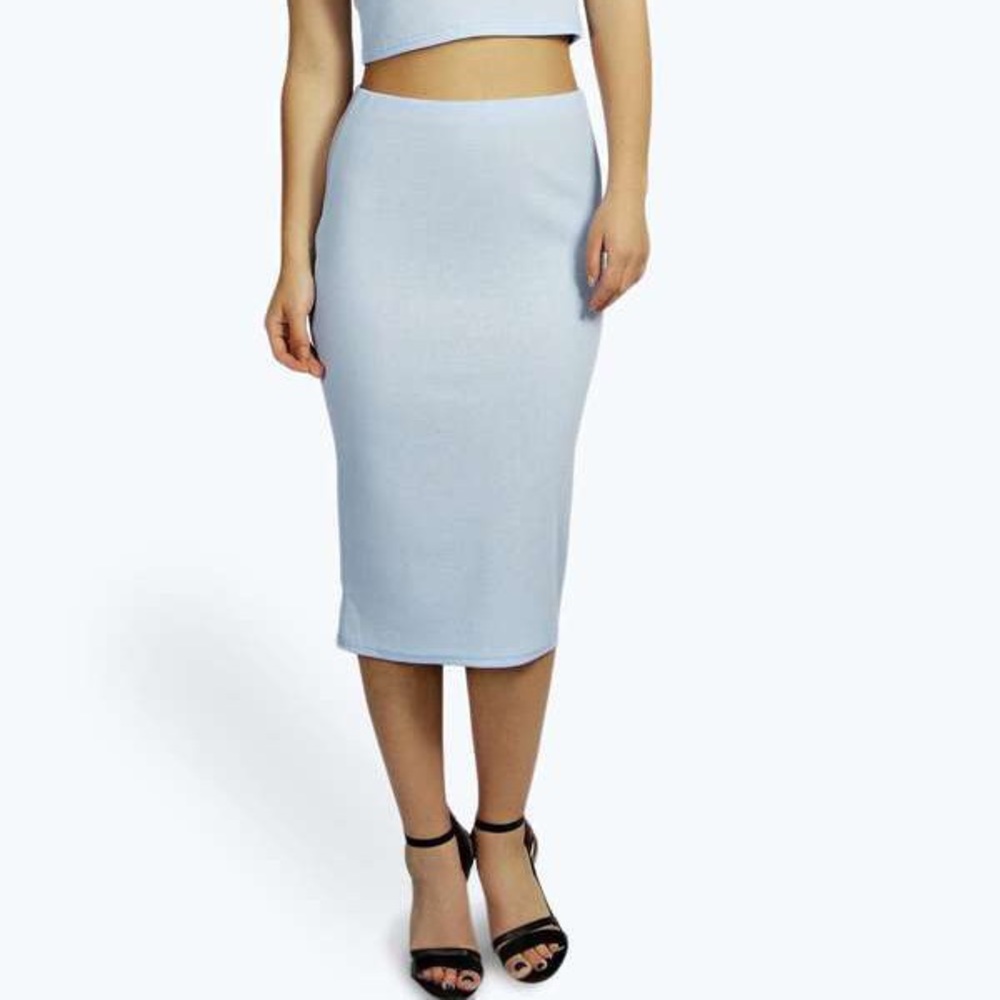 Light blue pencil skirt